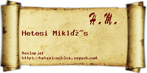 Hetesi Miklós névjegykártya